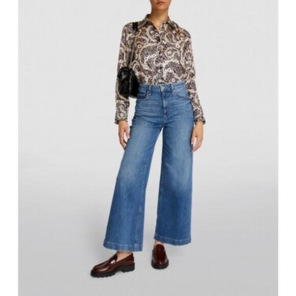 Sandro 100% Silk Multi Color Paisley Print Button Up Blouse Size M/L - Picture 2 of 8